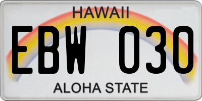 HI license plate EBW030