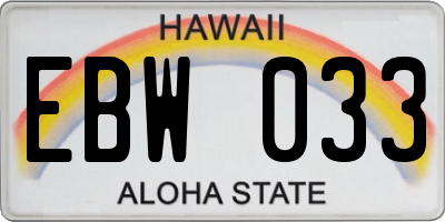 HI license plate EBW033
