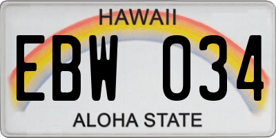 HI license plate EBW034