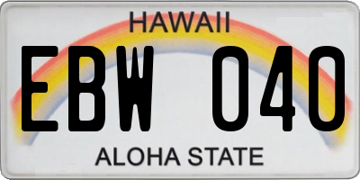 HI license plate EBW040
