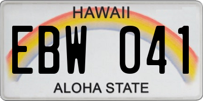 HI license plate EBW041