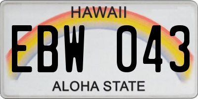 HI license plate EBW043