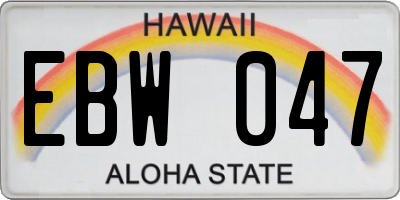 HI license plate EBW047