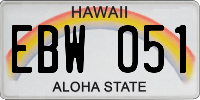 HI license plate EBW051