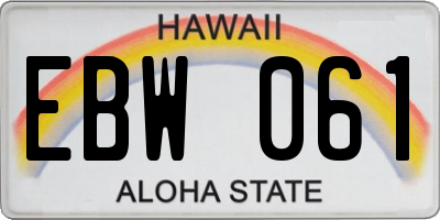 HI license plate EBW061