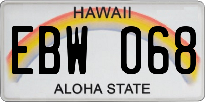 HI license plate EBW068