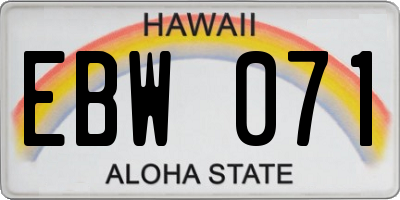 HI license plate EBW071