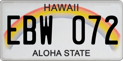 HI license plate EBW072