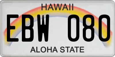 HI license plate EBW080