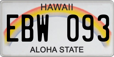 HI license plate EBW093