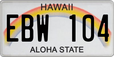 HI license plate EBW104