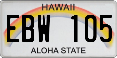 HI license plate EBW105