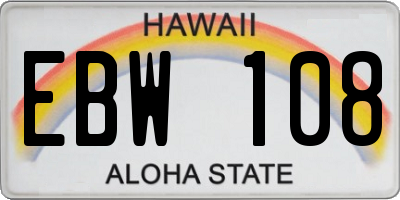HI license plate EBW108