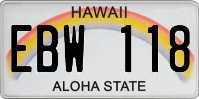 HI license plate EBW118