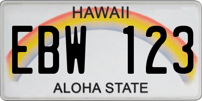 HI license plate EBW123
