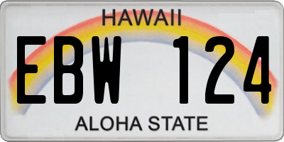 HI license plate EBW124