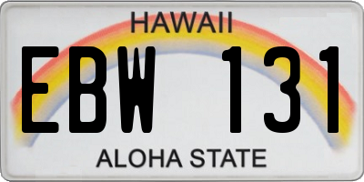 HI license plate EBW131