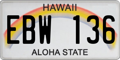 HI license plate EBW136