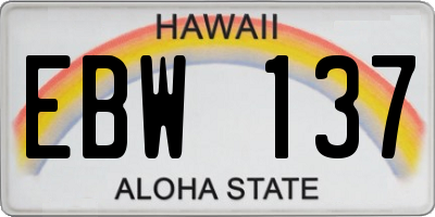 HI license plate EBW137