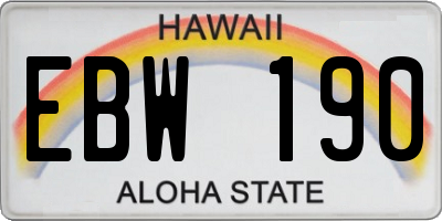 HI license plate EBW190