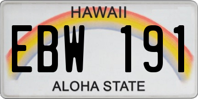 HI license plate EBW191