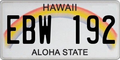 HI license plate EBW192
