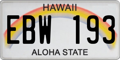 HI license plate EBW193
