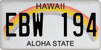 HI license plate EBW194