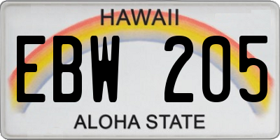 HI license plate EBW205