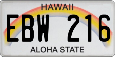 HI license plate EBW216