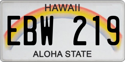 HI license plate EBW219