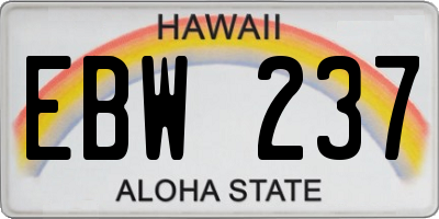 HI license plate EBW237