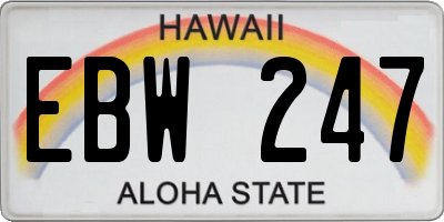 HI license plate EBW247
