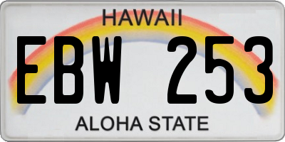 HI license plate EBW253