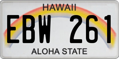 HI license plate EBW261