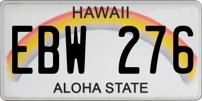 HI license plate EBW276