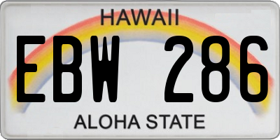 HI license plate EBW286