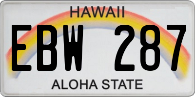 HI license plate EBW287