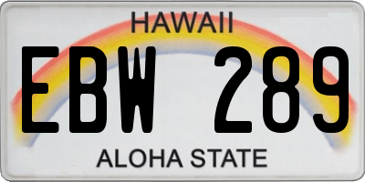 HI license plate EBW289