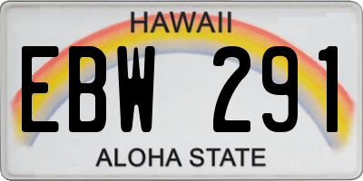 HI license plate EBW291