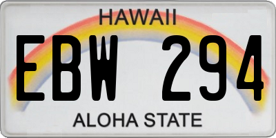 HI license plate EBW294