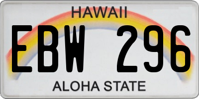 HI license plate EBW296