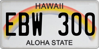 HI license plate EBW300