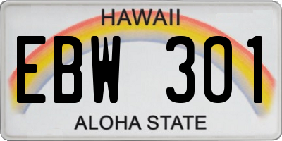 HI license plate EBW301