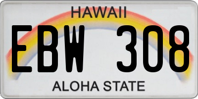 HI license plate EBW308
