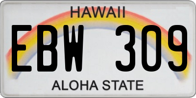 HI license plate EBW309