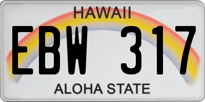 HI license plate EBW317