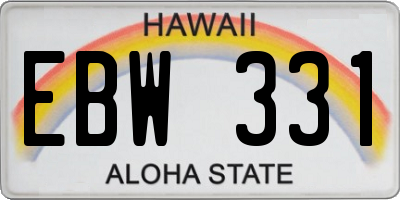 HI license plate EBW331