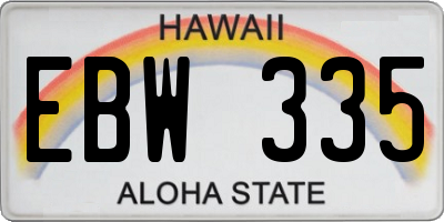 HI license plate EBW335