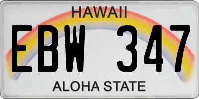 HI license plate EBW347